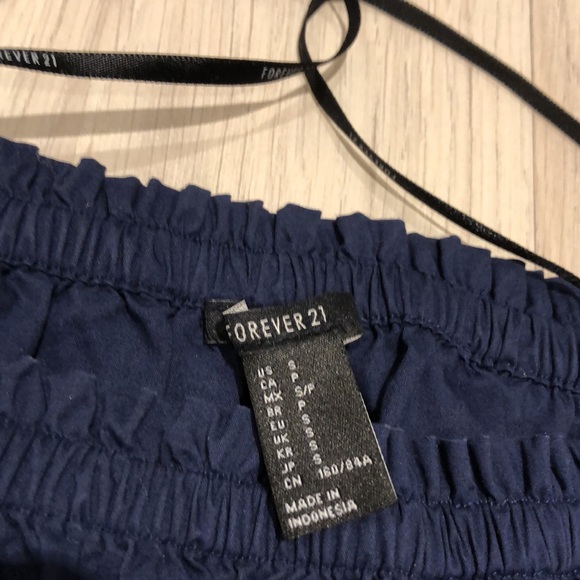 FOREVER 21 Off Shoulder Crop Top, Dark Blue, Size S - Picture 4 of 5